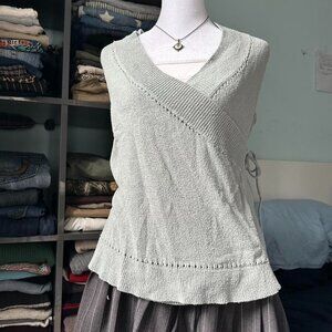 Vintage Sage Green J Jill Knit Wrap Top sz S